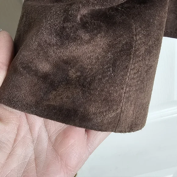 Women's I.E 100% SUEDE LEATHER Blazer Size M Brown - Picture 11 of 11